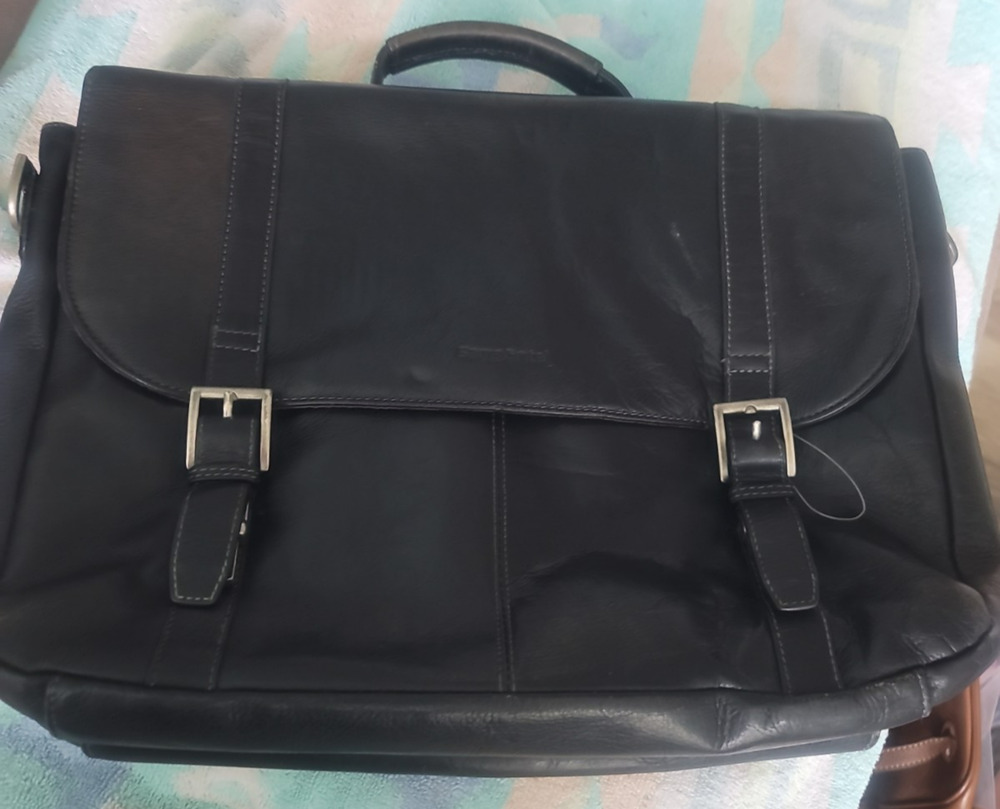 Vintage Samsonite Messenger Bag – Classic Black Leather – Durable Travel Office